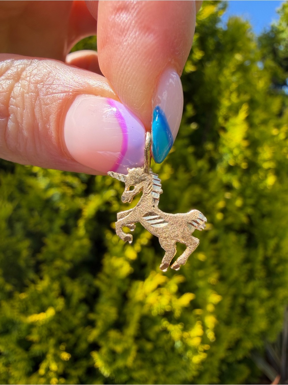 Vintage 13k Yellow Gold Unicorn Charm Pendant